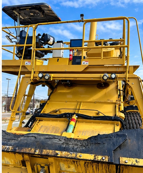 Camera mounted on the operator canopy of a machine, alongside the in-cab display, edge box and hazard beacons